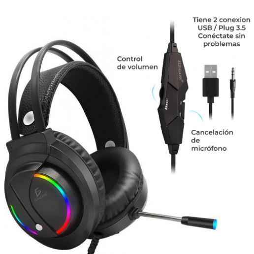AUDIFONOS DIADEMA HAMER RGB