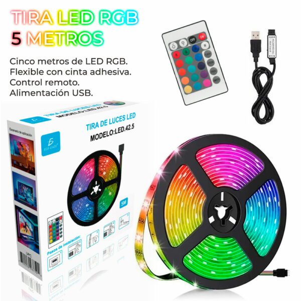 Tira de Luz Led RBG 5050 Con Control de 5 Metros